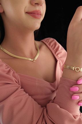 ست طلا زرد زنانه زیرکن Fiyonk Kuyumculuk - کد 700617357
