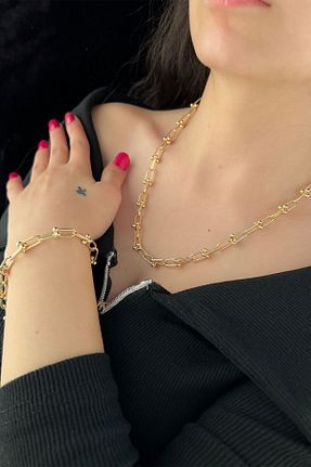ست طلا زرد زنانه 14 عیار Fiyonk Kuyumculuk - کد 817041107