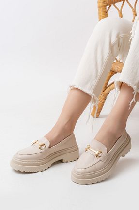 کفش لوفر بژ زنانه چرم مصنوعی MASSOLE - کد 855651050