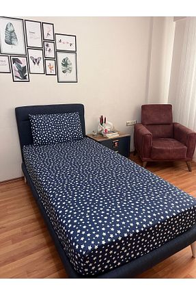 ست ملحفه تکنفره سرمه ای کش دار Touch - کد 852766222