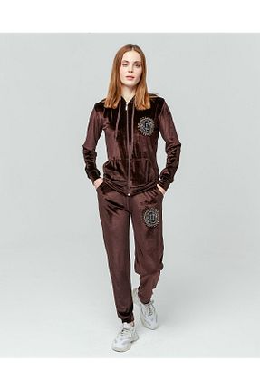 ست بالاتنه و پائین تنه قهوه ای زنانه بافتنی İkmal - کد 855473847