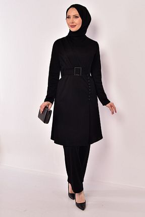 ست بالاتنه و پائین تنه حجاب مشکی زنانه رگولار Ayşe Melek - کد 831450407