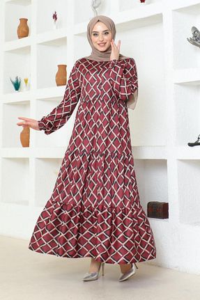 لباس حجاب زرشکی زنانه Fitted BURCU TESETTÜR - کد 830089693