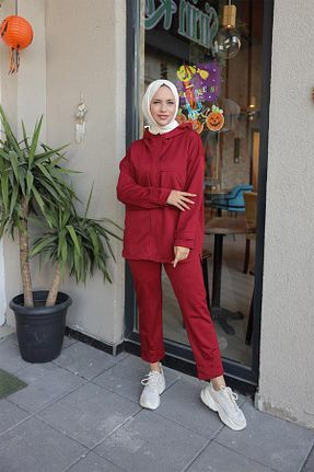 ست گرمکن حجاب زرشکی زنانه Relaxed BURCU TESETTÜR - کد 775541131