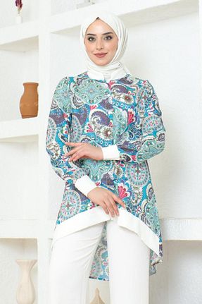 ست بالاتنه و پائین تنه حجاب آبی زنانه Asimetrik BURCU TESETTÜR - کد 830589505