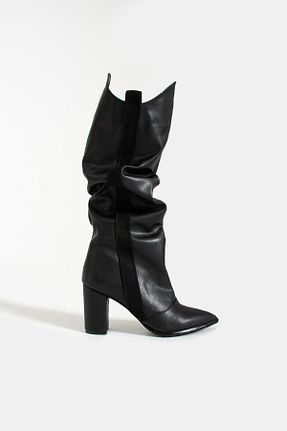چکمه مشکی زنانه پاشنه متوسط (5-9 سانتی متر) Gökçe Shoes - کد 855713876