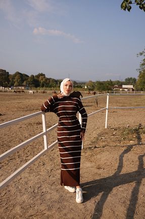 لباس حجاب قهوه ای زنانه Relaxed Zaure - کد 855714155