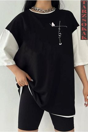 تیشرت مشکی زنانه اورسایز Tarzsokak - کد 805067288