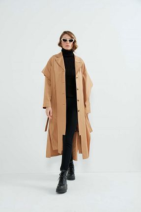 ترنچکت قهوه ای زنانه مخلوط پلی استر MAQ DESIGN - کد 855707934