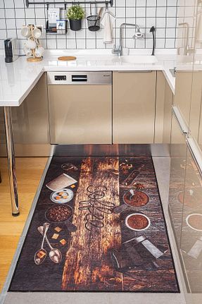 فرش آشپزخانه قهوه ای پنبه ای Oriente Home - کد 370964778