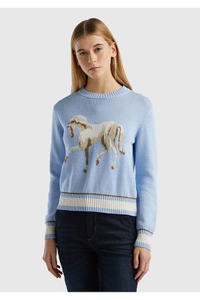 پلیور سرمه ای زنانه چاپی United Colors of Benetton - کد 814735224
