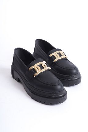 کفش لوفر مشکی زنانه چرم مصنوعی Moda Değirmeni - کد 855799770