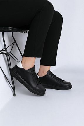 کفش اسنیکر مشکی زنانه چرم اصل Marine - کد 855799713
