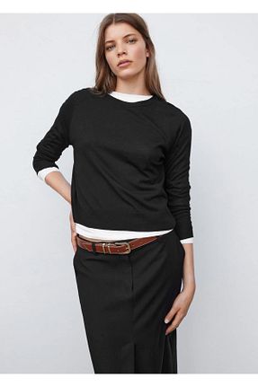 پلیور مشکی زنانه ساده MANGO - کد 748875765