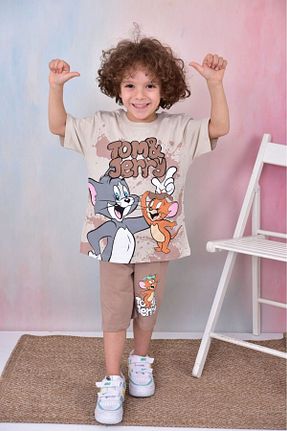 ست بالاتنه و پائین تنه قهوه ای بچه گانه بافت LİLLYPİCCA - کد 813284065