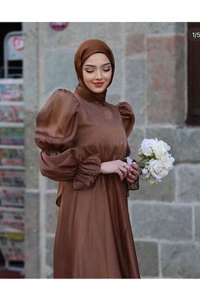 شال قهوه ای زنانه شیفون BAHARYAMAÇLI - کد 855746342