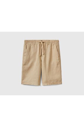 شلوارک و برمودا طوسی مردانه کتان United Colors of Benetton - کد 736040815