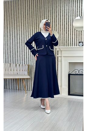 ست بالاتنه و پائین تنه حجاب سرمه ای زنانه رگولار Moda Krash - کد 835605830