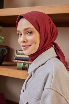 شال زرشکی زنانه پنبه پلی استر Şalland - کد 855938182