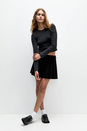 تیشرت طوسی زنانه Fitted Pull & Bear - کد 856016233