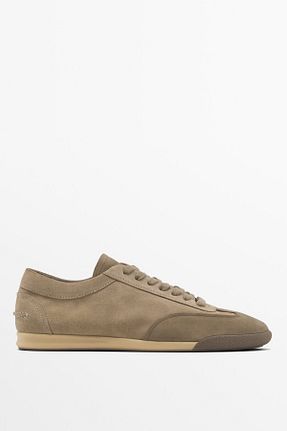 کفش اسنیکر بژ مردانه چرم اصل Massimo Dutti - کد 856015667