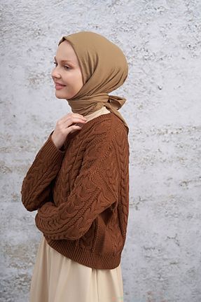 روسری قهوه ای پلی استر ARMANDA - کد 855989468
