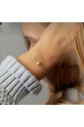 دستبند جواهر طلائی زنانه مروارید B&E ACCESSORIESS - کد 206086744