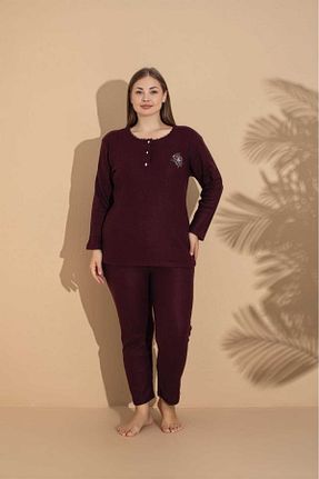 ست لباس راحتی زرشکی زنانه بافتنی LİLA İÇ GİYİM - کد 856068392