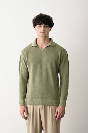 پلیور خاکی مردانه ساده İLKCET MODA - کد 855563632