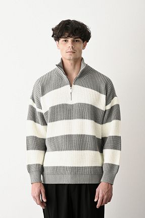 پلیور طوسی زنانه اورسایز İLKCET MODA - کد 855569504