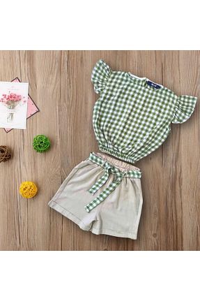 ست بالاتنه و پائین تنه سبز بچه گانه بافتنی MSMMODA - کد 843303107