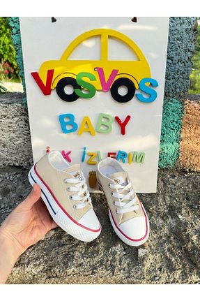 کفش اسنیکر بژ بچه گانه بند دار VOSVOSBABYSTORE - کد 316037031
