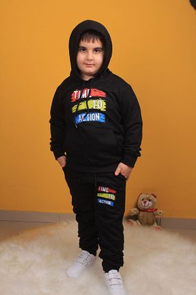 ست گرمکن مشکی بچه گانه رگولار SİNSER TEKS - کد 815840140