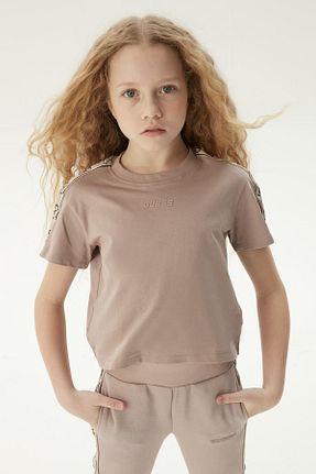 تیشرت بژ بچه گانه یقه دوچرخه Guess - کد 822516691