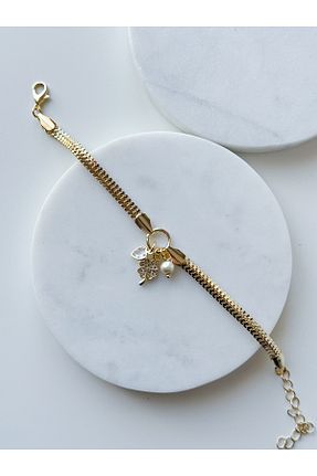 دستبند جواهر طلائی زنانه برنجی CHARMLUCKY - کد 855770973