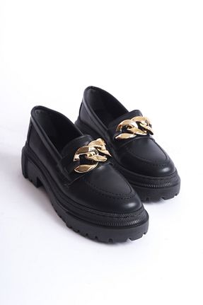 کفش لوفر مشکی زنانه چرم مصنوعی Moda Değirmeni - کد 855801148