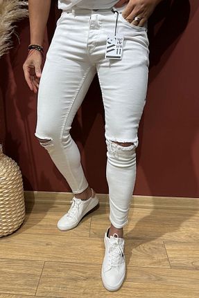 شلوار سفید مردانه پارچه Denim Shorty - کد 260983090