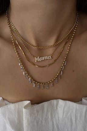 گردنبند استیل ( فولاد ) طلائی زنانه استیل ضد زنگ Okko Store - کد 839520327