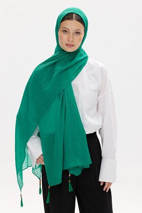 شال سبز زنانه پنبه ای FENZA SCARF - کد 855364819