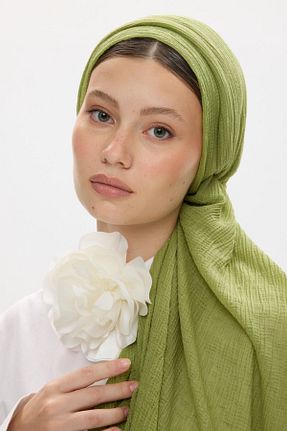 شال سبز زنانه پنبه ای FENZA SCARF - کد 855364840