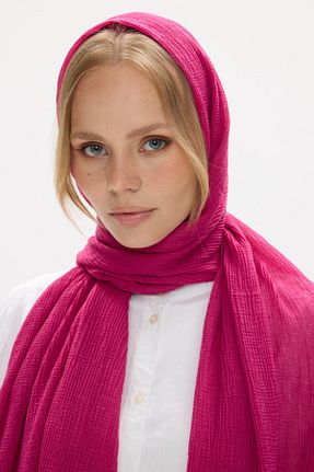 شال صورتی زنانه پنبه ای FENZA SCARF - کد 855364829