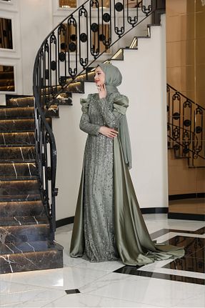 لباس مجلسی و فارغ التحصیلی خاکی زنانه ساتن Genel Markalar - کد 855996138