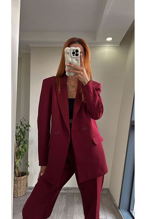 ست بالاتنه و پائین تنه زرشکی زنانه بافتنی bonnline - کد 856008710