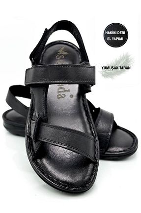 دمپائی مشکی مردانه چرم خالص sermoda - کد 775070293