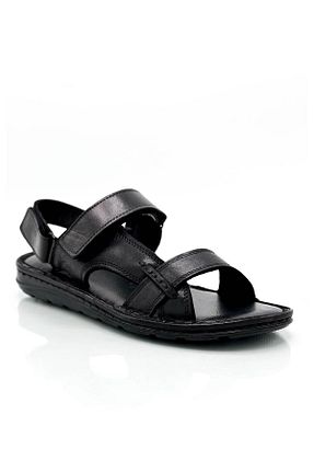دمپائی مشکی مردانه چرم خالص sermoda - کد 775070293