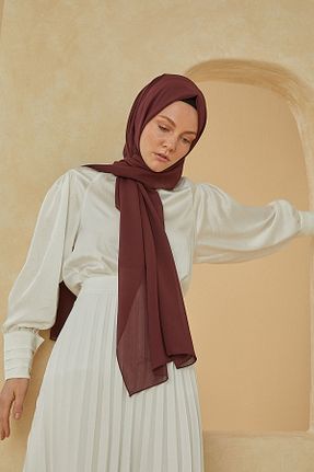شال زرشکی زنانه کرپ Cardion - کد 46661967