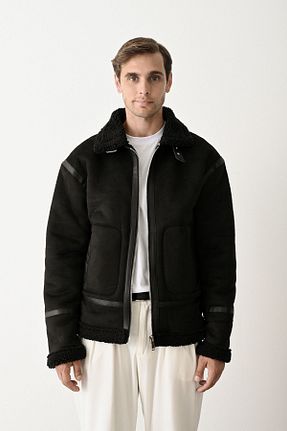 کاپشن مشکی مردانه رگولار İLKCET MODA - کد 855626828