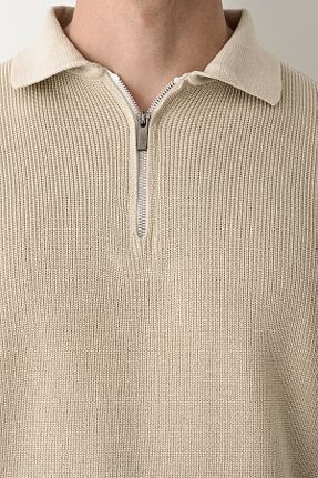 پلیور بژ مردانه ساده İLKCET MODA - کد 855571474