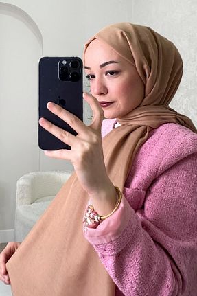 شال قهوه ای زنانه پنبه (نخی) کد 814633941