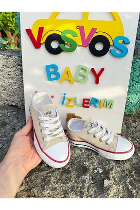 کفش اسنیکر بژ بچه گانه بند دار VOSVOSBABYSTORE - کد 316037031